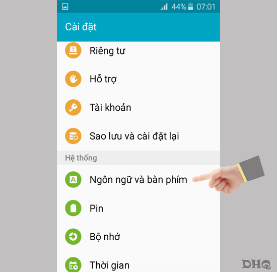 Chọn Ngôn ngữ và bàn phím.